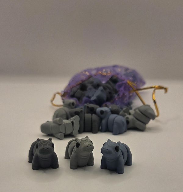 Hippopotamus 1-inch 3D printed mini